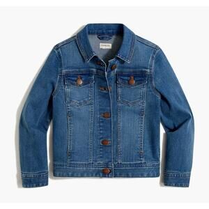 Crewcuts by J.Crew Denim Jacket Girls 8 Pacific Azure Button Front Chest Pockets